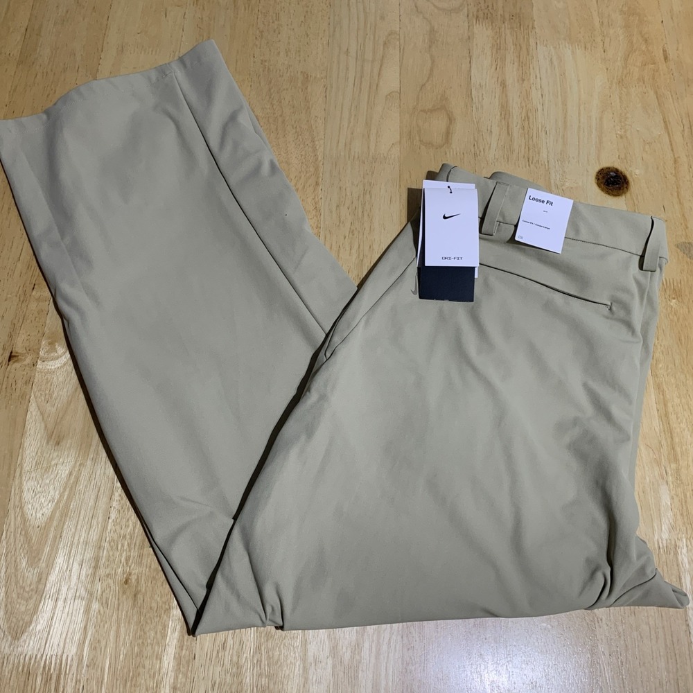 Nike 24.7 PerfectStretch Men's 34X32 UV Loose-Fit Pants Utility Khaki HV0377-253
